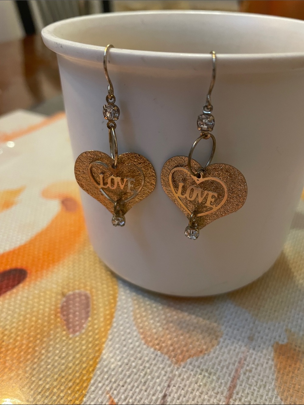 Gold Heart 'Love' Dangle Earrings - Elegant Women's Jewelry